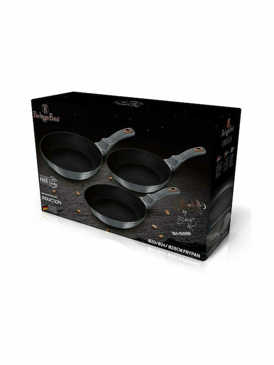 Berlinger Haus Moonlight Collection Pans Set of Aluminum with Stone Coating Gray 3pcs