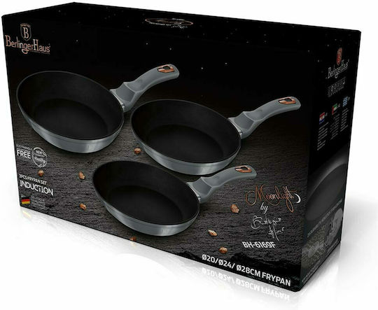Berlinger Haus Moonlight Collection Σετ Τηγάνια από Αλουμίνιο Moonlight με Επίστρωση από Πέτρα 3τμχ