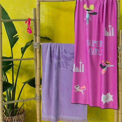 Nima Cat Jacquard Kids Beach Towel Lilac 140x70cm