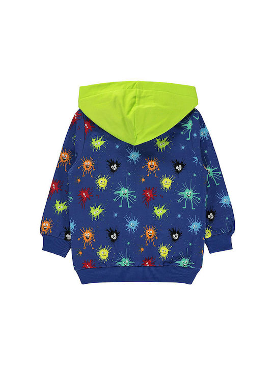 Children's cardigan with monsters blue for boys (2-6 years old)