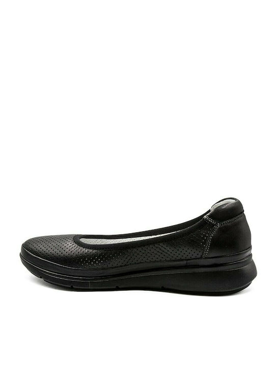 Naturelle Lederne Damen Ballerinas in Schwarz Farbe