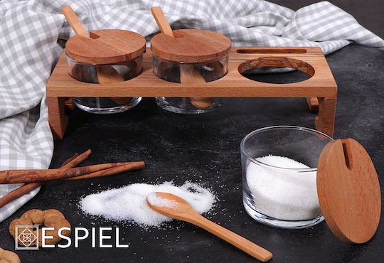 Espiel Θήκη Μπαχαρικών Γυάλινη σε Βάση Καφέ