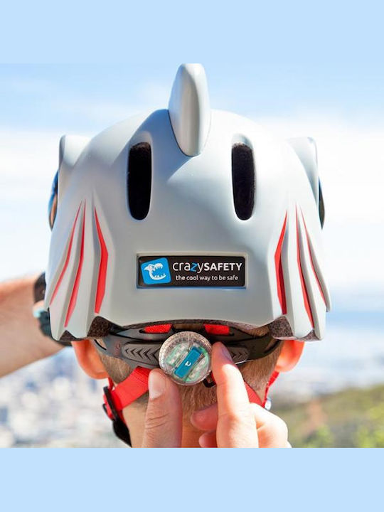 Crazy Safety Shark Cască pentru biciclete / trotinete pentru copii pentru biciclete și trotinete Gri cu lumină LED încorporată