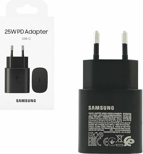 Samsung Încărcător Fără Cablu cu Port USB-C 25W Livrarea energiei Negruς (EP-TA800N Retail)