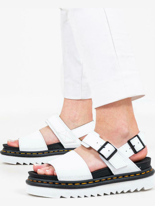 Voss Leather Women's Flat Sandals Flatforms in White Color