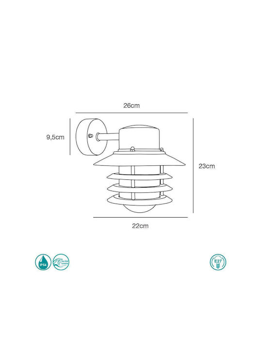 Nordlux Vejers Wall-Mounted Outdoor Lantern E27 IP54 26x23εκ.