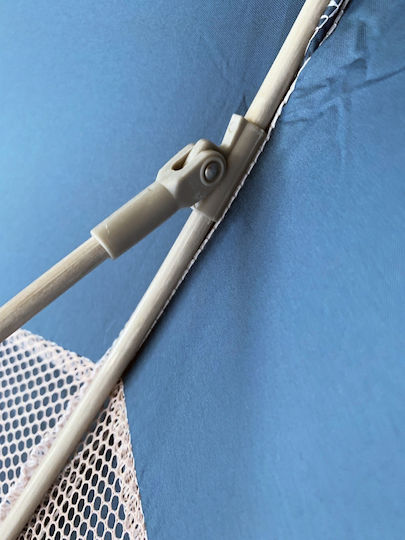 Maui & Sons Folding Aluminum Beach Umbrella Diameter 1.9m with UV Protection and Air Duct Mykonos Blue