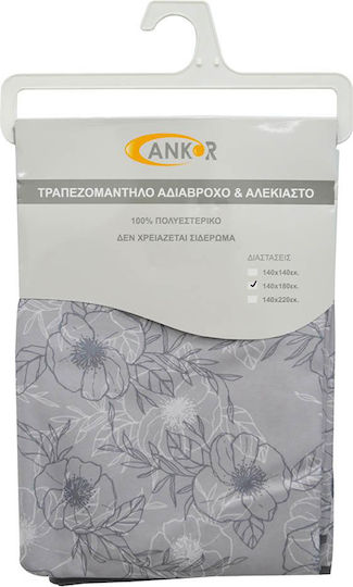 Ankor Τραπεζομάντηλο Αλέκιαστο Λουλούδια Γκρι 140x180εκ.