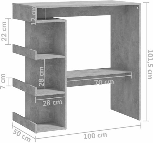 Table Bar Wooden Gri 100x50x101.5cm