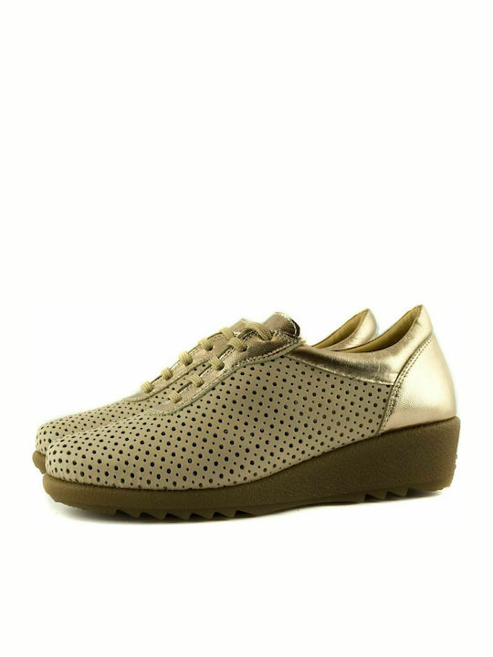 Women's Leather Oxford Shoes Beige