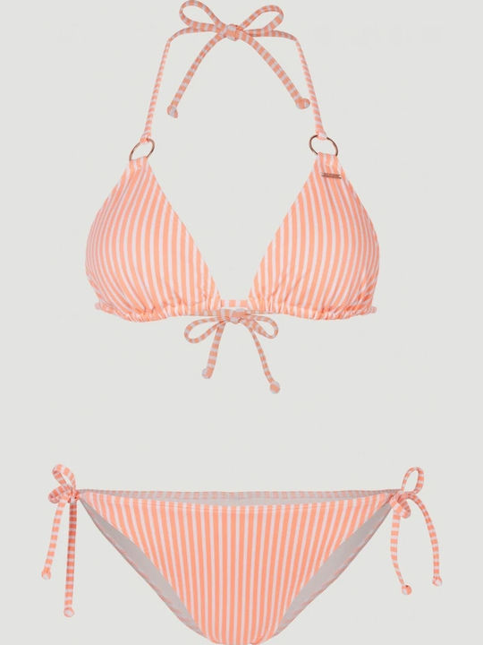 Essentials Set Bikini Τριγωνάκι Ριγέ Πορτοκαλί