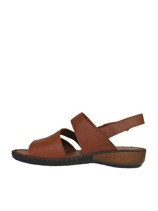 Boxer Leather Women's Flat Sandals Anatomic in Tabac Brown Color