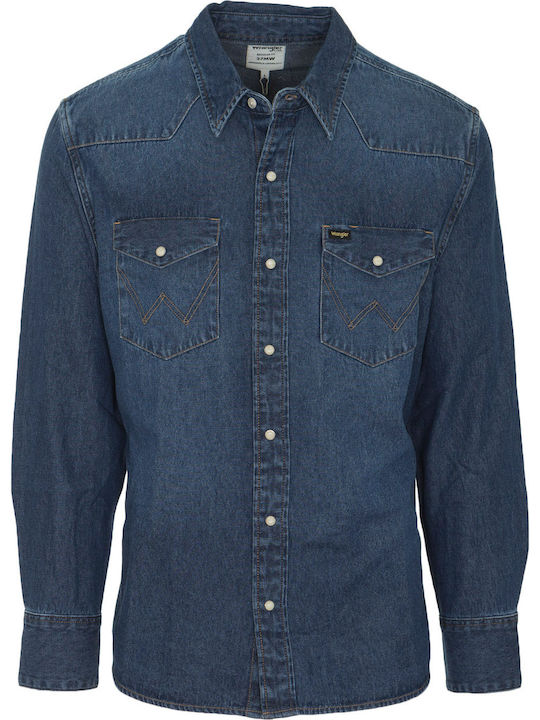 Icons Western Long-sleeved Denim Shirt Blue