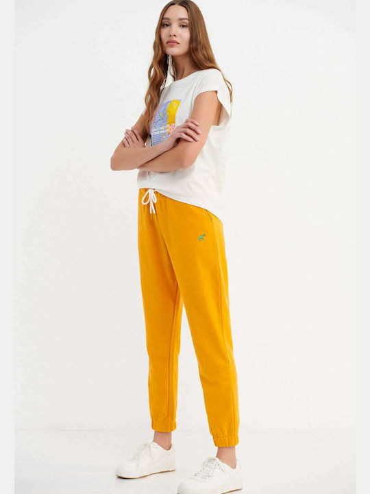 Funky Buddha Pantaloni de trening pentru femei cu cauciuc Gold Fusion