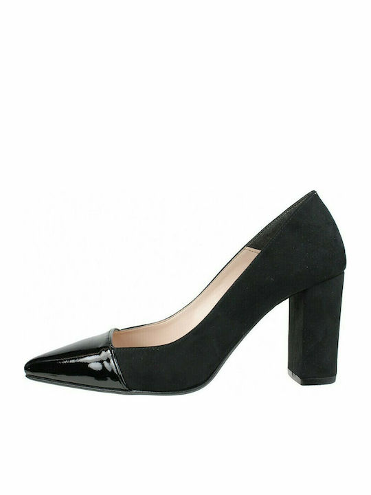 Ellen Suede Pointed Toe Black Medium Heels