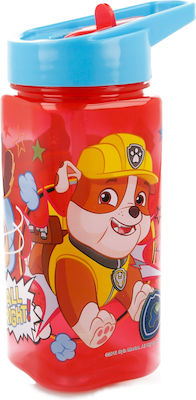 Stor Kinder Trinkflasche Pfoten-Patrouille Kunststoff mit Strohhalm Rot 530ml 18914