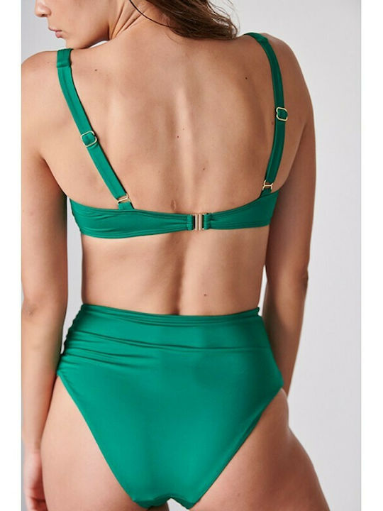 Blu4u Triangle Bikini Top with Adjustable Straps Green