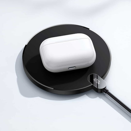 Baseus Ασύρματος Φορτιστής (Qi Pad) 15W Μαύρος (Inductive Digital LED)