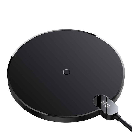 Baseus Ασύρματος Φορτιστής (Qi Pad) 15W Μαύρος (Inductive Digital LED)