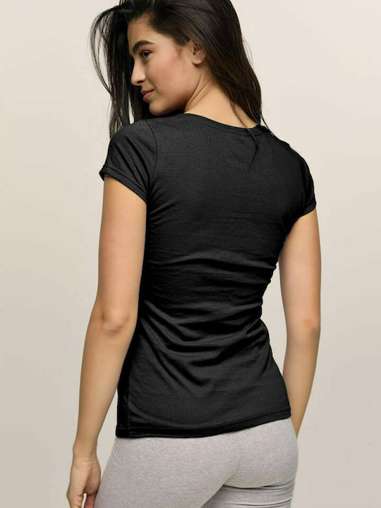 Bodymove Γυναικείο Αθλητικό T-shirt με V Λαιμόκοψη Μαύρο