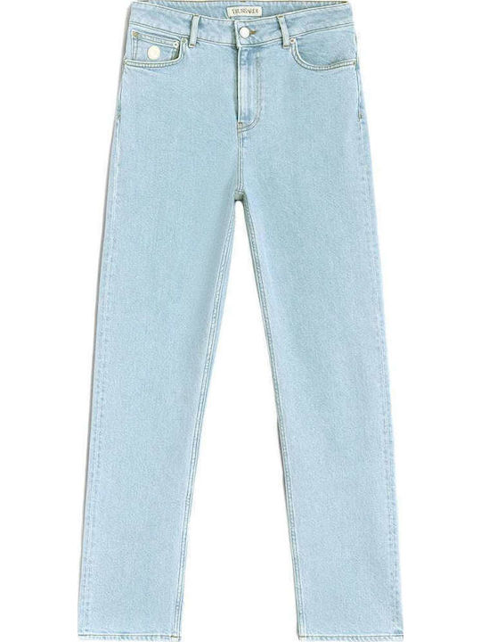 Γυναικείο Jean Παντελόνι Mid Rise σε Ίσια Γραμμή Baby Blue