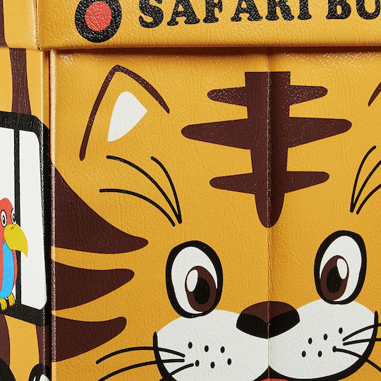 Relaxdays Kinderhocker mit Stauraum Faltbar Safari Bus Orange 48x32x32cm 1Stück