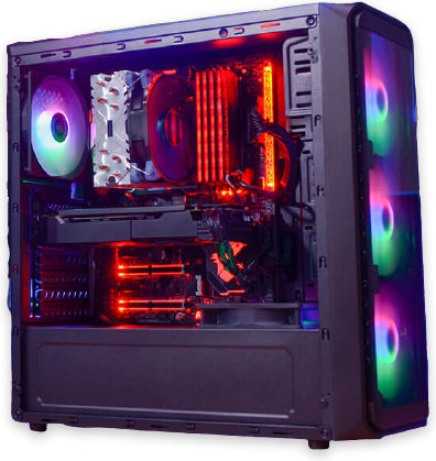 Vengeance Aerocool Edition SI Desktop PC (i3-10100F/8GB DDR4/240GB SSD/Radeon RX 550/No OS)