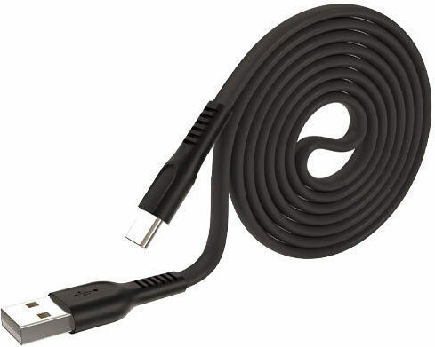 Lamtech Flat USB 2.0 Cable USB-C male - USB-A 18W Μαύρο 1m LAM111801