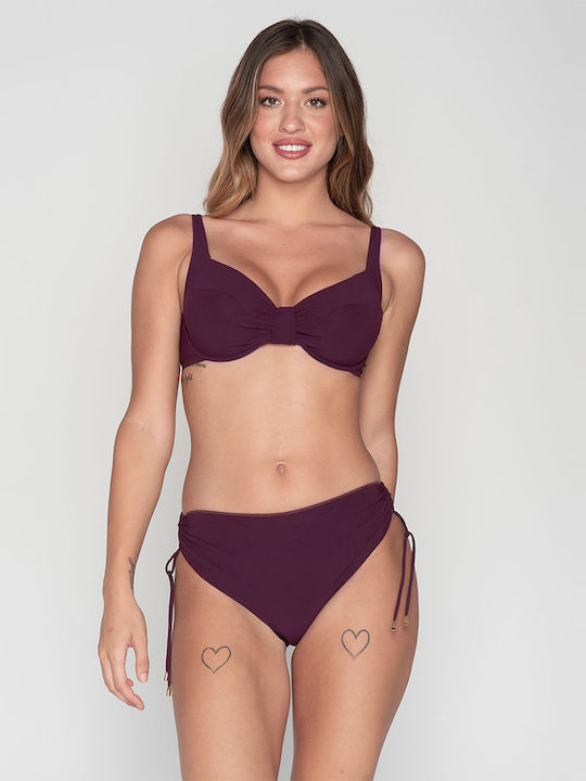 Padded Underwire Bikini Bra with Adjustable Straps Purple