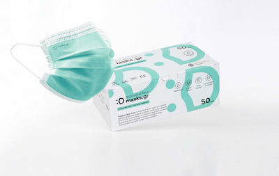 masks.gr Χειρουργική Μάσκα Προσώπου 3ply Τύπου IIR Protective Mask Non-Reusable Type IIR Surgical Pink 50pcs