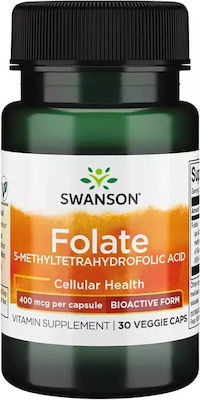 Swanson Folate 5-Methyltetrahydrofolic Acid 400mcg Special Dietary Supplement 30 veg. caps