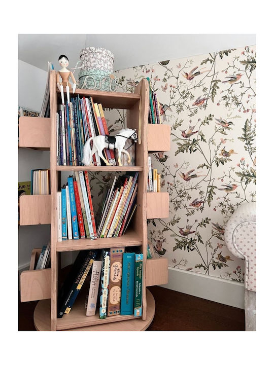 Kids Wooden Bookcase Montessori Rotating Brown 61x12x107.5cm