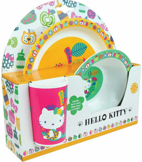 Ango Feeding Set Hello Kitty made of Plastic Multicolour 3pcs