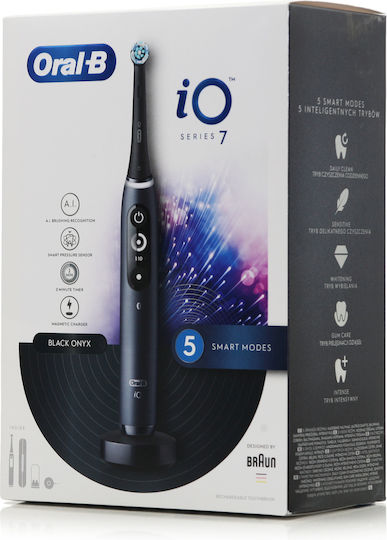 Oral-B iO Series 7 Electric Toothbrush with Timer, Pressure Sensor, and Travel Case Black