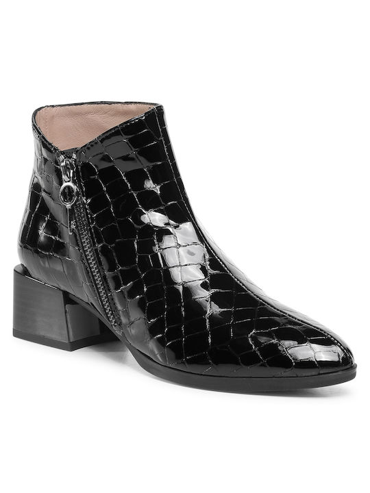 Hispanitas Leather Women's Ankle Boots Black Croco