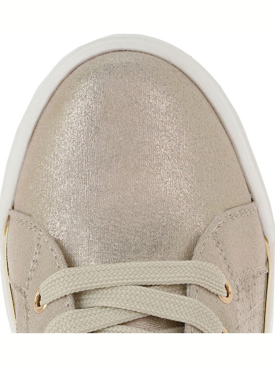 Leather Women's Ankle Boots Platform Gold