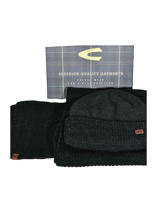 Set with Beanie Knitted in Black color