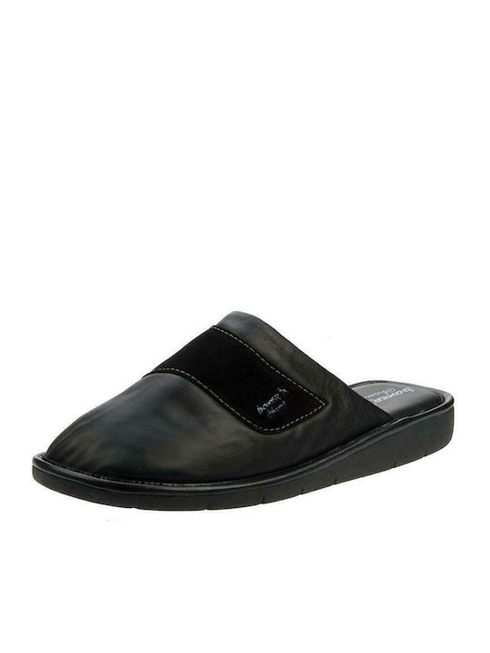 Men's Leather Slippers Black