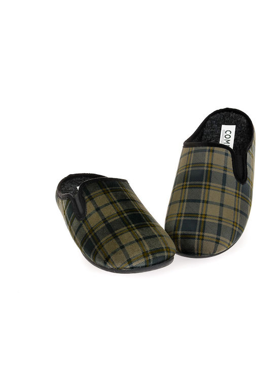 Papuci bărbați iarna cu modele Kaki