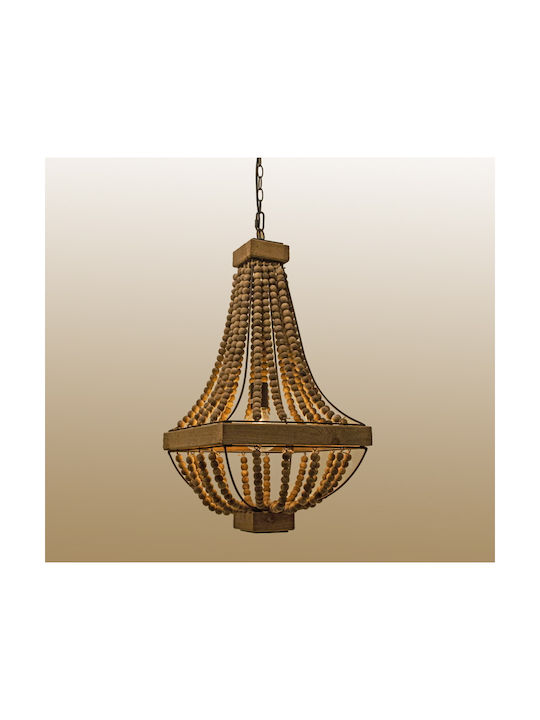 Zaros Pendant Light Brown with Socket E27 38x77x77cm