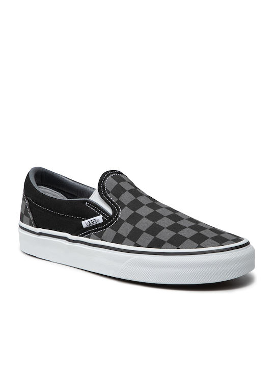 Checkerboard Classic Men's Canvas Slip-Ons Black/Pewter