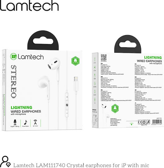 Lamtech LAM111740 Handsfree cu două căști cu mufă Lightning Alb