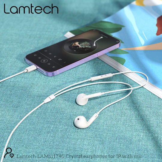 Lamtech LAM111740 Handsfree cu două căști cu mufă Lightning Alb