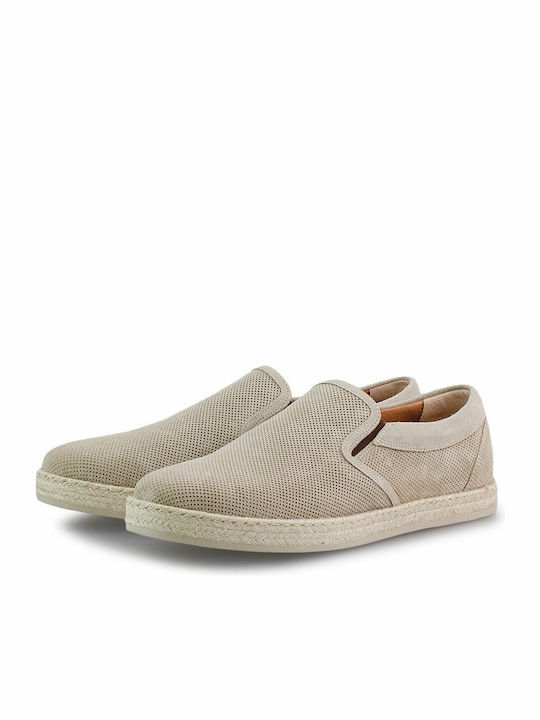 Leder Herren Espadrilles in Beige Farbe
