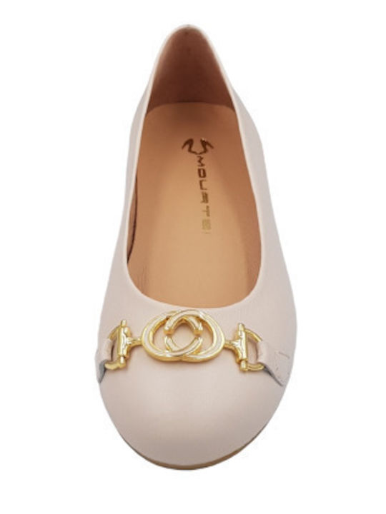 Leather Ballerinas Ecru