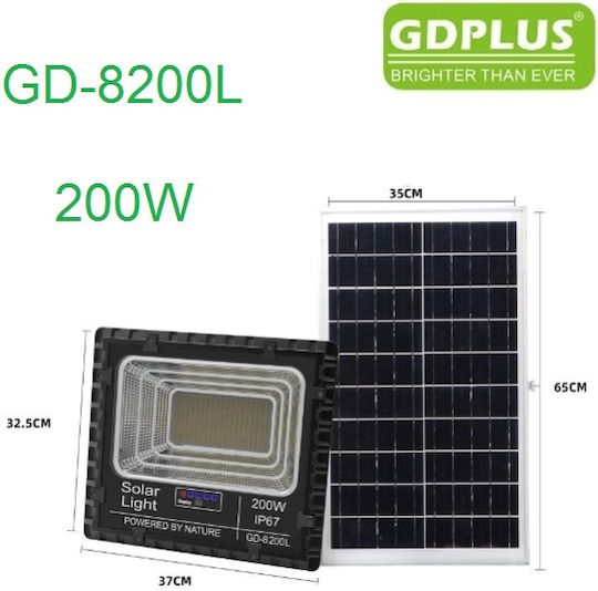 GDPLUS Rezistent la apă Solar Proiector LED 200W cu Telecomandă IP67