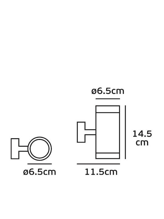 VK Lighting Wall-Mounted Outdoor Spot Light GU10 IP54 Double Beam 55x14.5x11.5εκ.
