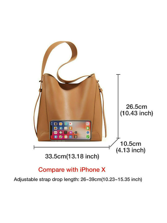 Leather Women's Bag Shopper Shoulder Brown