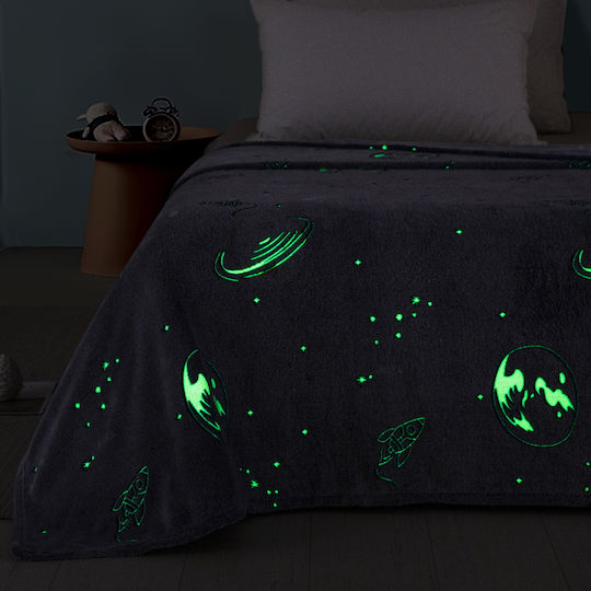 Adam Home Pătură Fleece Space Fluorescentă Albastră 160x220 cm