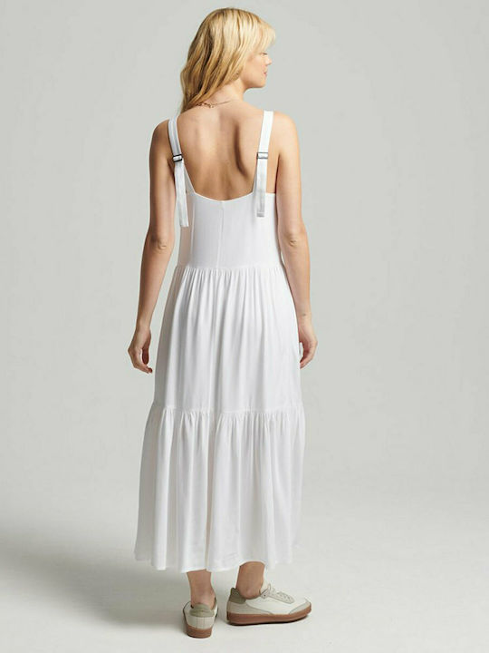 Superdry Studios Maxi Καλοκαιρινό All Day Φόρεμα με Τιράντα Λευκό